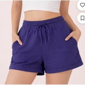 DSG Classic Fleece Mid-Rise Shorts Womens Small Purple New With Tags